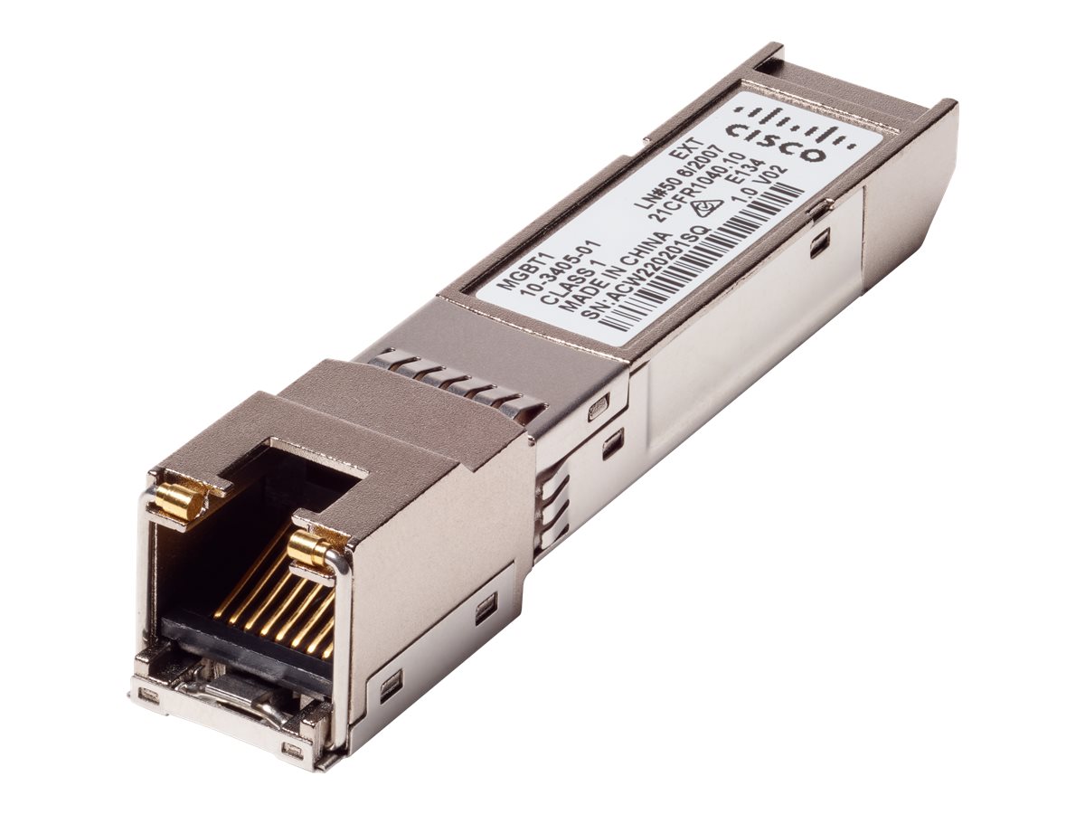 Cisco Small Business MGBT1 - Module transmetteur SFP (mini-GBIC) - 1GbE - 1000Base-T - RJ-45 - pour Business 110 Series; 220 Series; 350 Series; Small Business SF350, SF352, SG250, SG350 - MGBT1 - Transmetteurs SFP