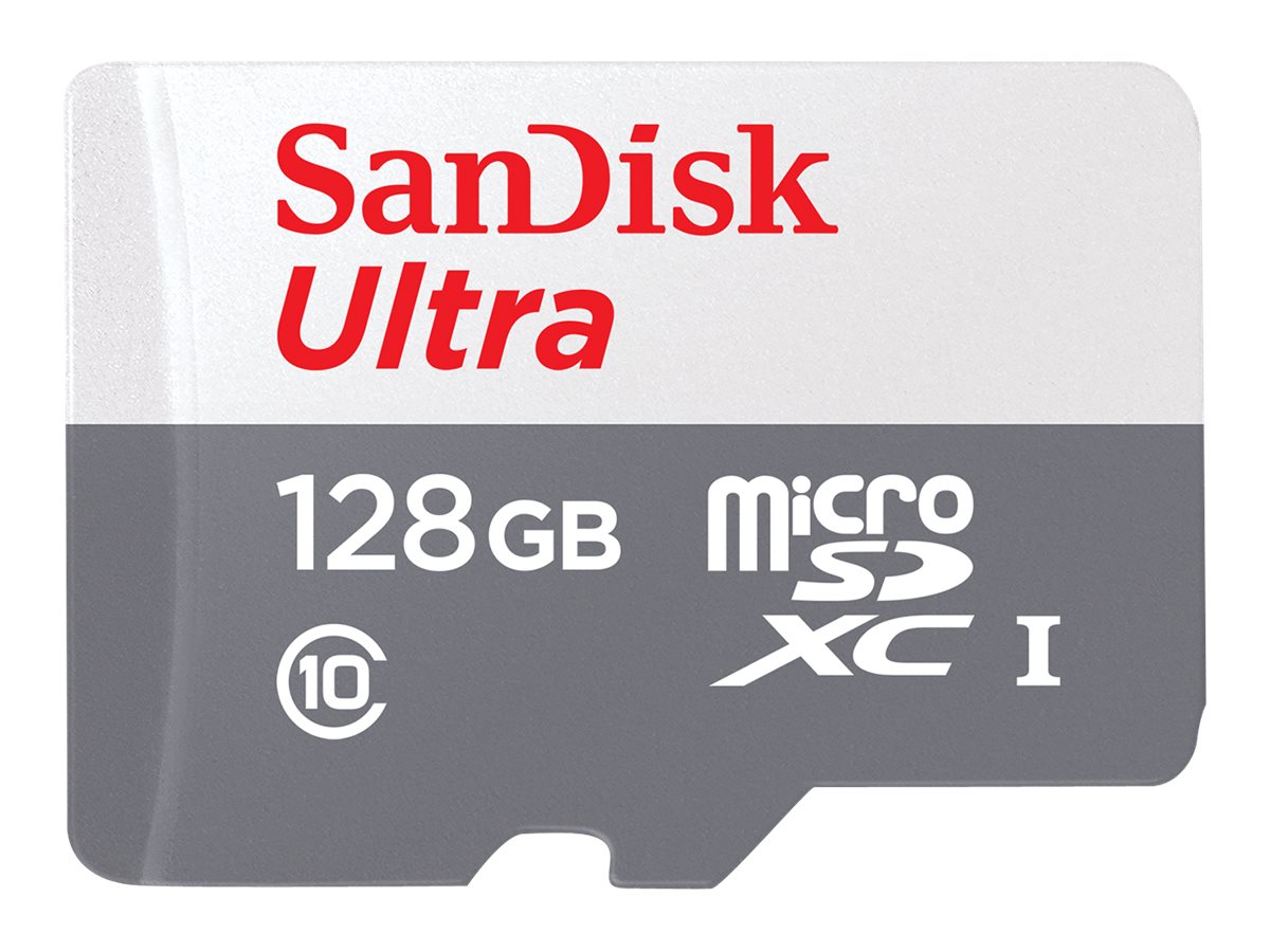 SanDisk Ultra - Carte mémoire flash (adaptateur microSDXC vers SD inclus(e)) - 128 Go - Class 10 - microSDXC UHS-I - SDSQUNR-128G-GN3MA - Cartes flash