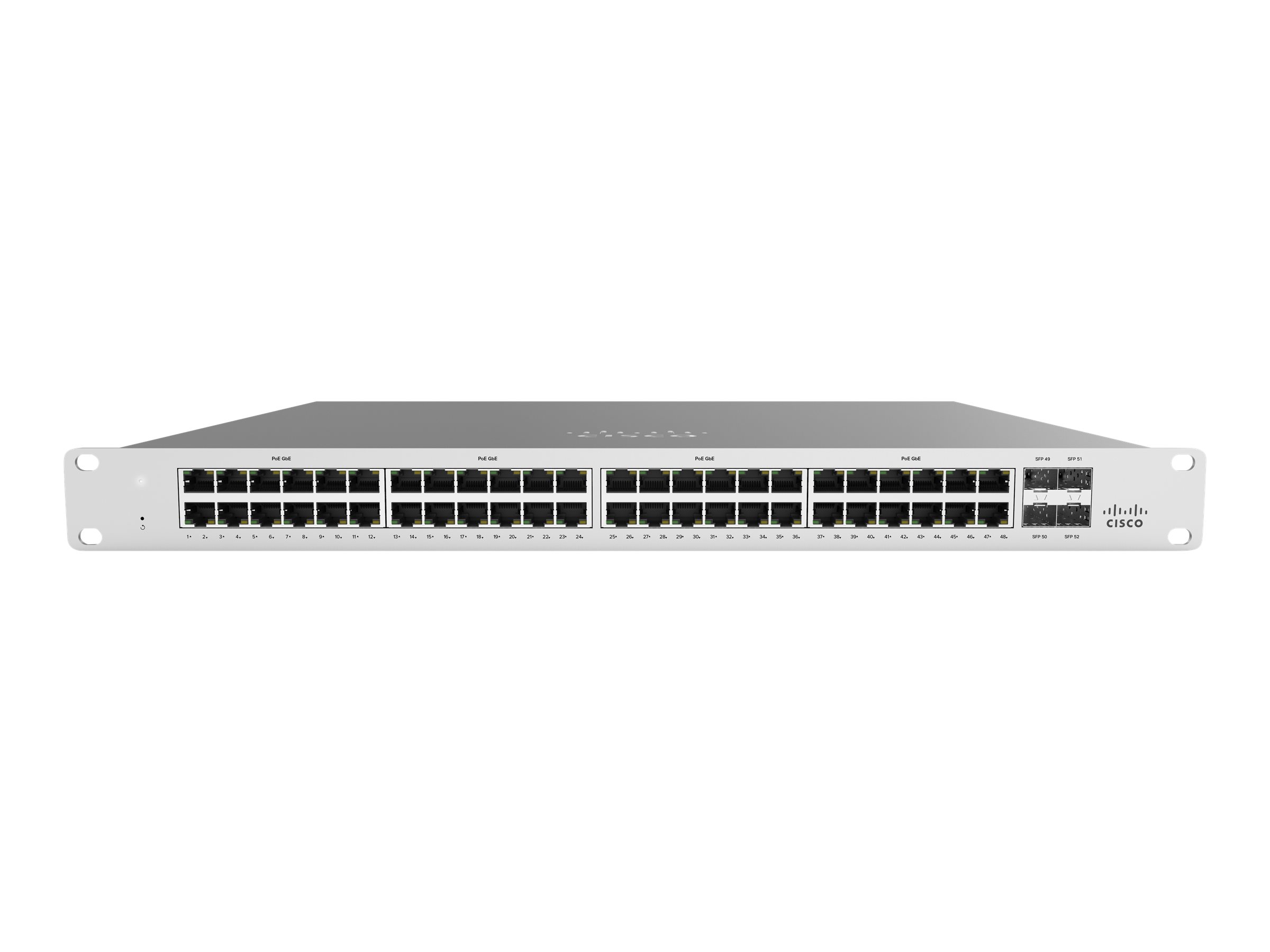 Cisco Meraki MS120-48 - Commutateur - Géré - 48 x 10/100/1000 + 4 x Gigabit SFP (liaison montante) - Montable sur rack, de bureau - PoE+ (740 W) - pour P/N: E3-N-MRNI - E3N-MS120-48FP - Concentrateurs et commutateurs gigabit