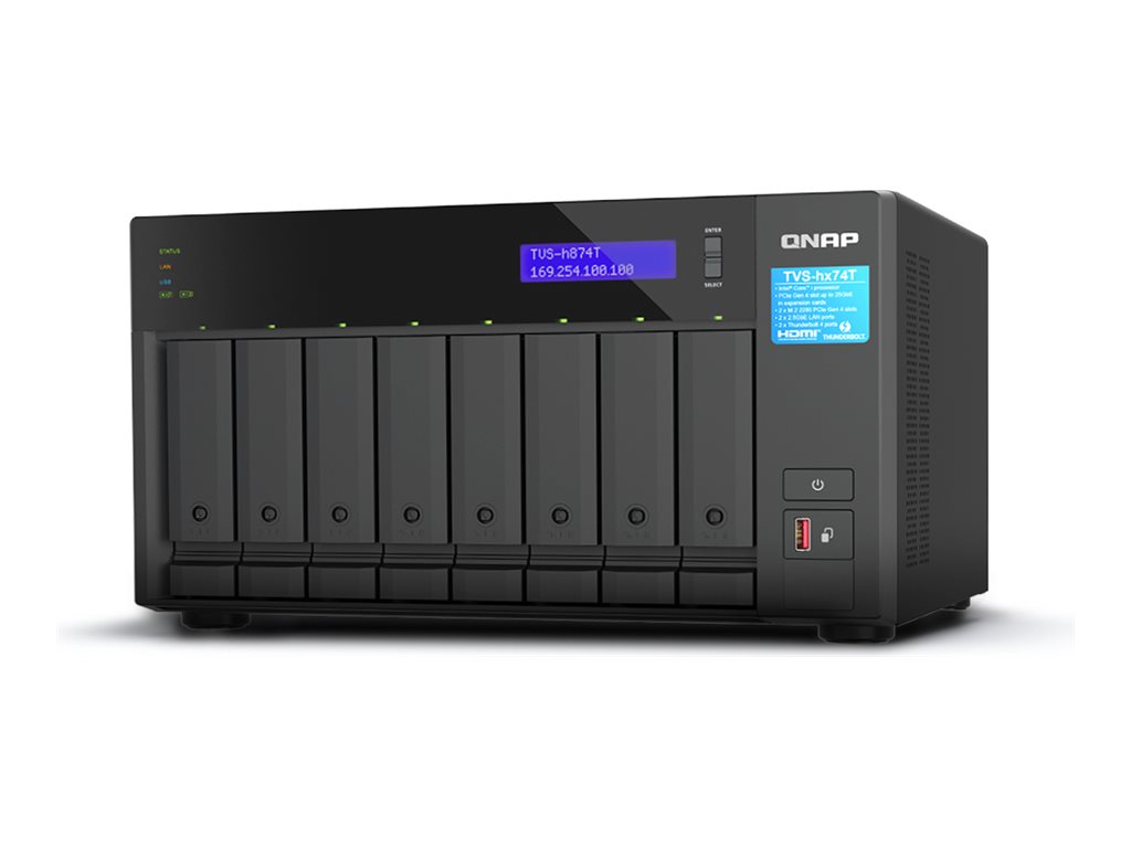 QNAP TVS-h874T - Serveur NAS - 8 Baies - SATA 6Gb/s - RAID RAID 0, 1, 5, 6, 10, 50, JBOD, 60 - RAM 64 Go - 2.5 Gigabit Ethernet - iSCSI support - TVS-H874T-I9-64G - NAS