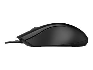 HP 105 - Souris - droitiers et gauchers - optique - 3 boutons - filaire - USB-A - noir - Smart Buy - 822M9UT#ABB - Souris