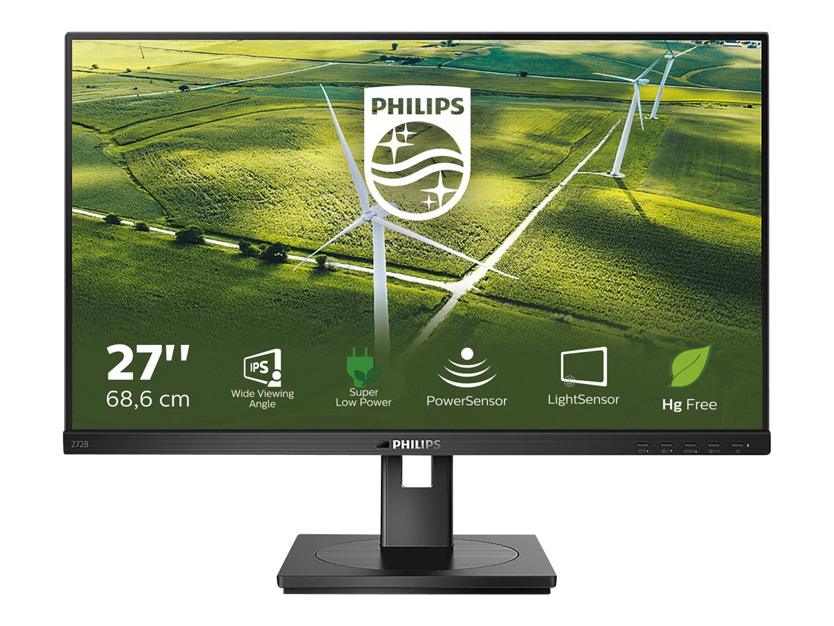 Philips B Line 272B1G - Écran LED - 27" - 1920 x 1080 Full HD (1080p) @ 75 Hz - IPS - 250 cd/m² - 1000:1 - 4 ms - HDMI, DVI-D, VGA, DisplayPort - haut-parleurs - texture noire - 272B1G/00 - Écrans d'ordinateur
