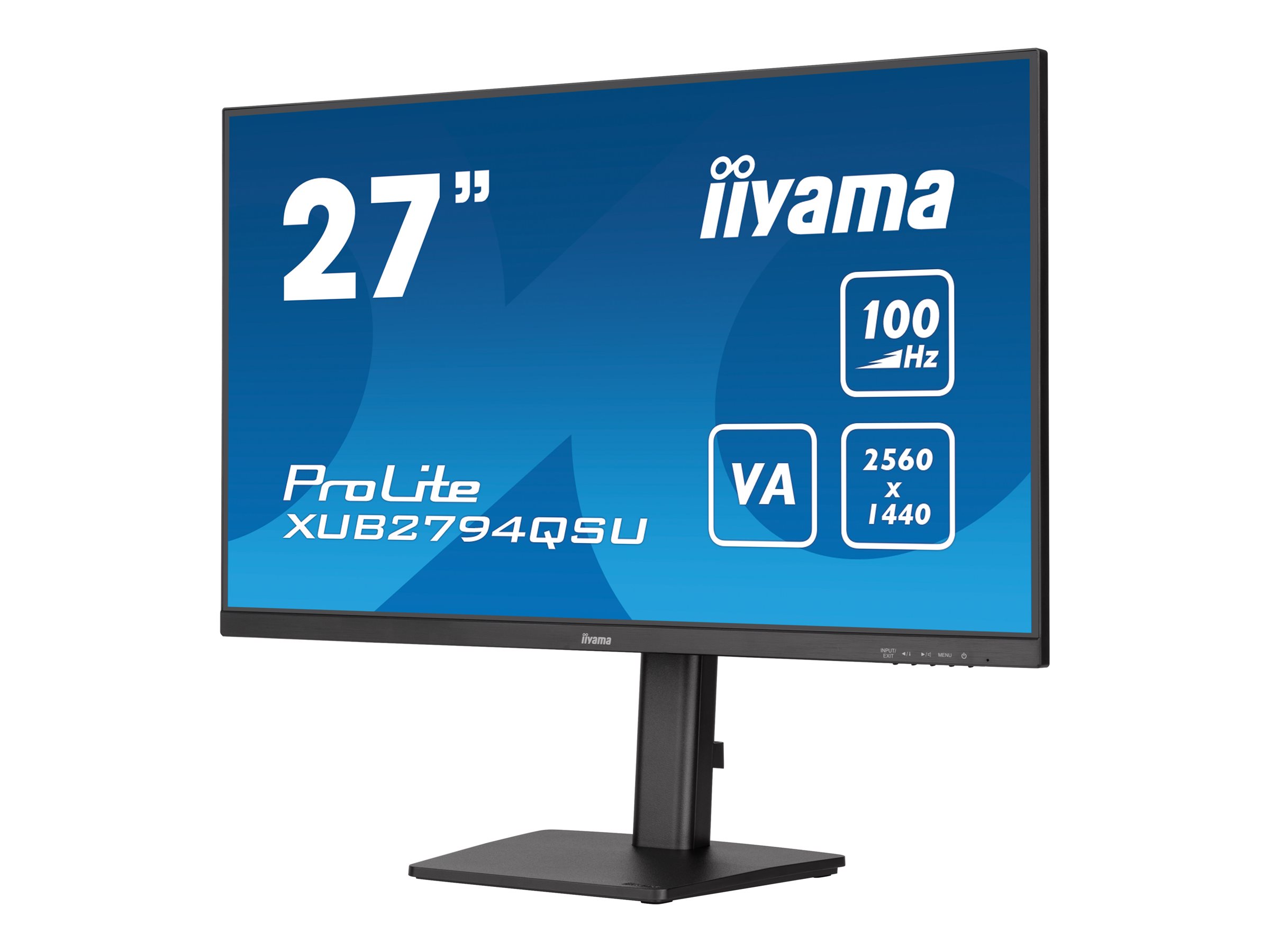 iiyama ProLite XUB2794QSU-B6 - Écran LED - 27" - 2560 x 1440 WQHD @ 100 Hz - VA - 250 cd/m² - 4000:1 - 1 ms - HDMI, DisplayPort - haut-parleurs - noir mat - XUB2794QSU-B6 - Écrans d'ordinateur