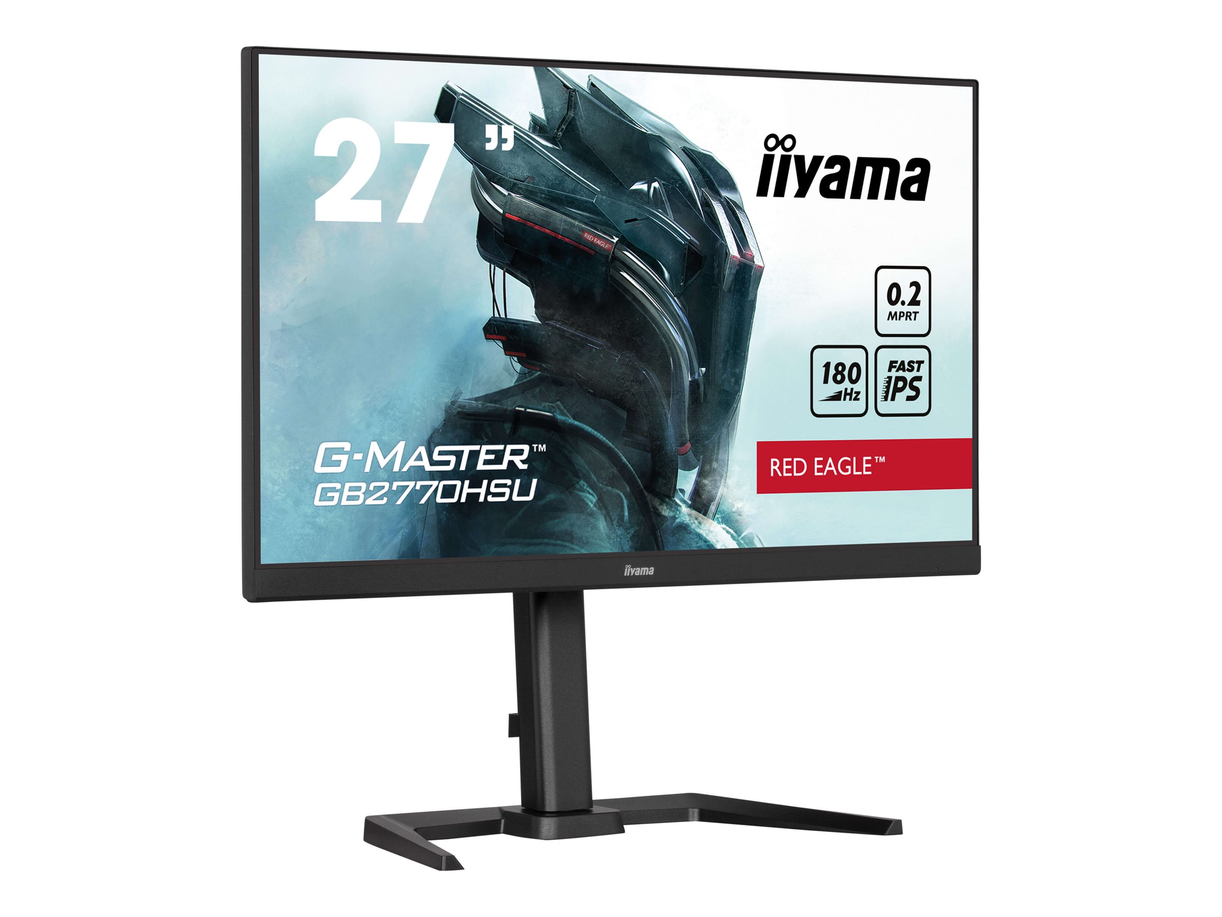 iiyama G-MASTER Red Eagle GB2770HSU-B6 - Écran LED - jeux - 27" - 1920 x 1080 Full HD (1080p) @ 180 Hz - Fast IPS - 300 cd/m² - 1000:1 - 0.2 ms - HDMI, DisplayPort - haut-parleurs - noir, mat - GB2770HSU-B6 - Écrans d'ordinateur