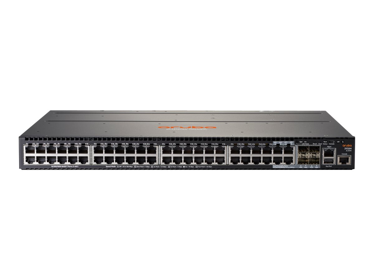 HPE Aruba 2930M 48G 1-Slot - Commutateur - C3 - Géré - 44 x 10/100/1000 + 4 x SFP Gigabit combiné - flux d'air de l'avant vers l'arrière - Montable sur rack - JL321A - Concentrateurs et commutateurs gigabit