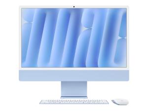 Apple iMac with 4.5K Retina display - Tout-en-un M4 jusqu'à - RAM 16 Go - SSD 512 Go - Apple M4 10-core - Gigabit Ethernet, IEEE 802.11ax (Wi-Fi 6E), Bluetooth 5.3 - macOS Sequoia 15.0 - moniteur : LED 24" 4480 x 2520 (4.5K) - clavier : Français - bleu - MWV33FN/A - Ordinateurs de bureau