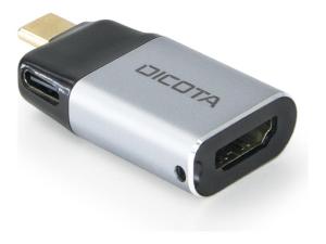 DICOTA - Adaptateur vidéo - 24 pin USB-C mâle pour HDMI, 24 pin USB-C femelle - argent - Alimentation USB (100 W), support pour 4K60Hz - D32047 - Accessoires pour téléviseurs