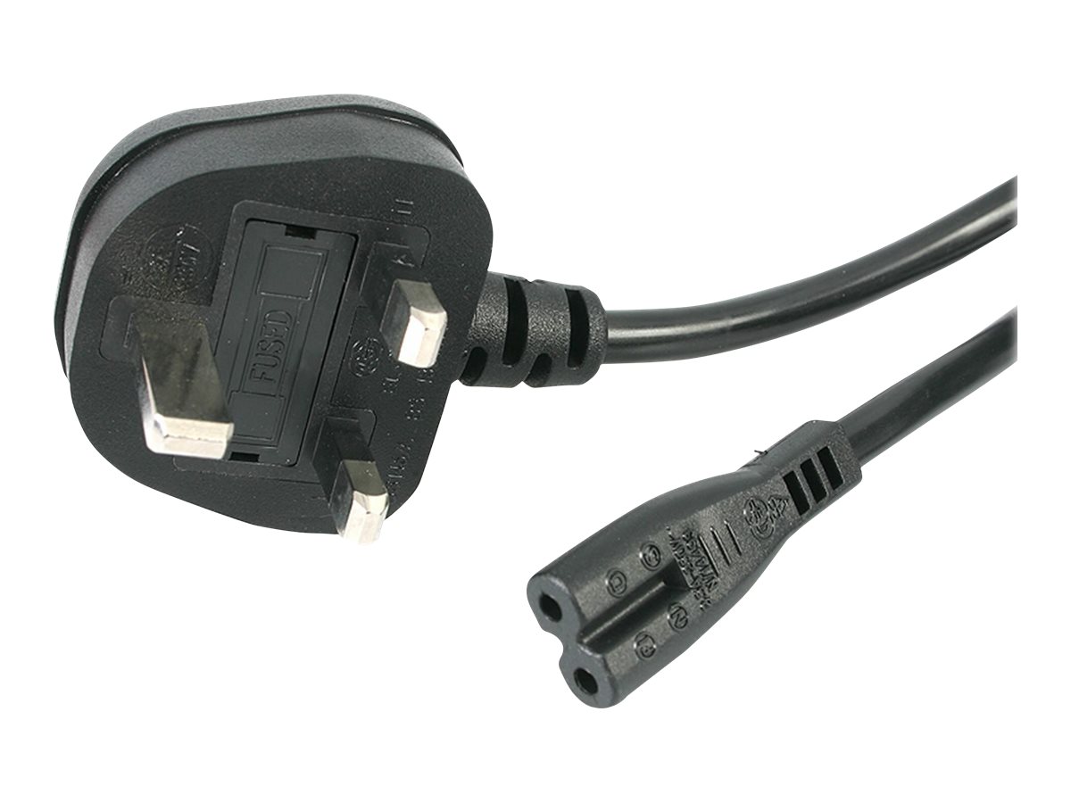 StarTech.com Cordon d'alimentation bipolaire BS1363 vers IEC 320 C7 de 1m pour PC portable - Câble secteur UK vers C7 - M/F - Noir - Câble d'alimentation - power IEC 60320 C7 pour BS 1363 (M) - CA 250 V - 1 m - noir - PXTNB2SUK1M - Câbles d'alimentation