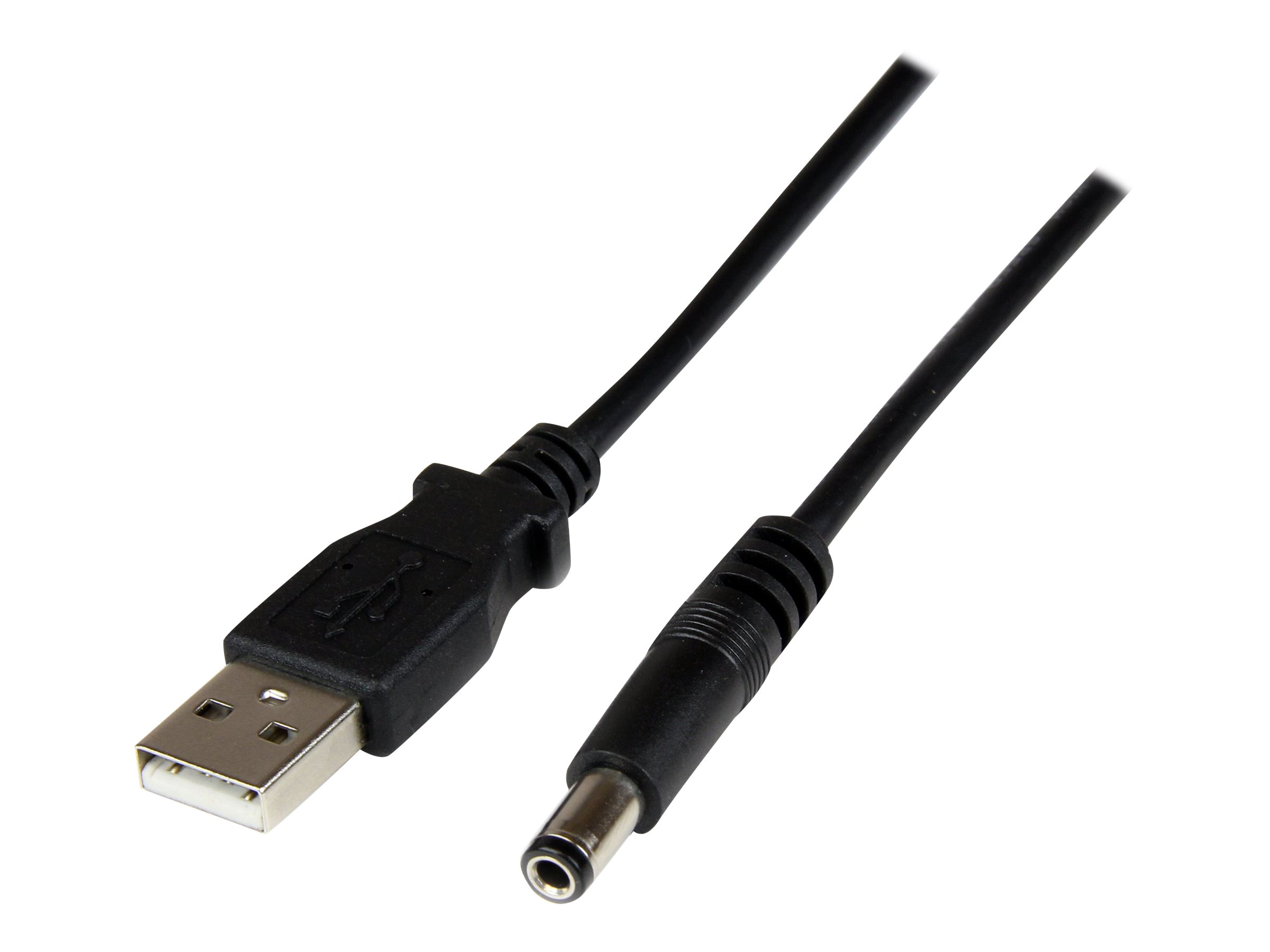 StarTech.com Câble d'alimentation USB vers prise CC de 2 m - Cordon USB vers connecteur Type N 5,5 mm 5V - Câble d'alimentation - USB (alimentation uniquement) (M) pour DC jack de 5,5 x 2,5 mm (M) - 2 m - moulé - noir - USB2TYPEN2M - Câbles USB
