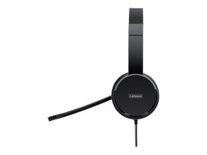 Lenovo 100 - Micro-casque - sur-oreille - filaire - USB - noir - 4XD0X88524 - Écouteurs