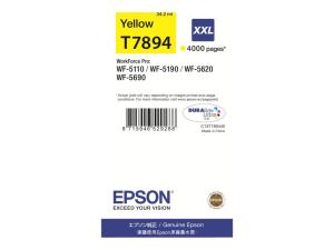 Epson T7894 - 34.2 ml - taille XXL - jaune - original - cartouche d'encre - pour WorkForce Pro WF-5110DW, WF-5190DW, WF-5190DW BAM, WF-5620DWF, WF-5690DWF, WF-5690DWF BAM - C13T789440 - Cartouches d'encre Epson