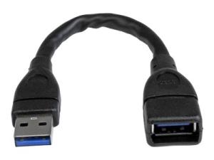 StarTech.com Câble d'extension USB 3.0 de 15cm - Rallonge / Prolongateur USB A vers A - Répéteur USB 3.0 - M/F - Noir - Rallonge de câble USB - USB type A (F) pour USB type A (M) - USB 3.0 - 15.2 cm - moulé - noir - pour P/N: 35FCREADBU3, HB30A4AIB, HB30C4AIB, HB31C4AB, SU2DUPERA11, USB3SAA3MBK - USB3EXT6INBK - Câbles USB