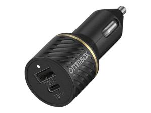 OtterBox Premium - Adaptateur d'alimentation pour voiture - PD 3.0 - 2 connecteurs de sortie (USB, 24 pin USB-C) - noir scintillant - 78-52545 - Adaptateurs électriques et chargeurs