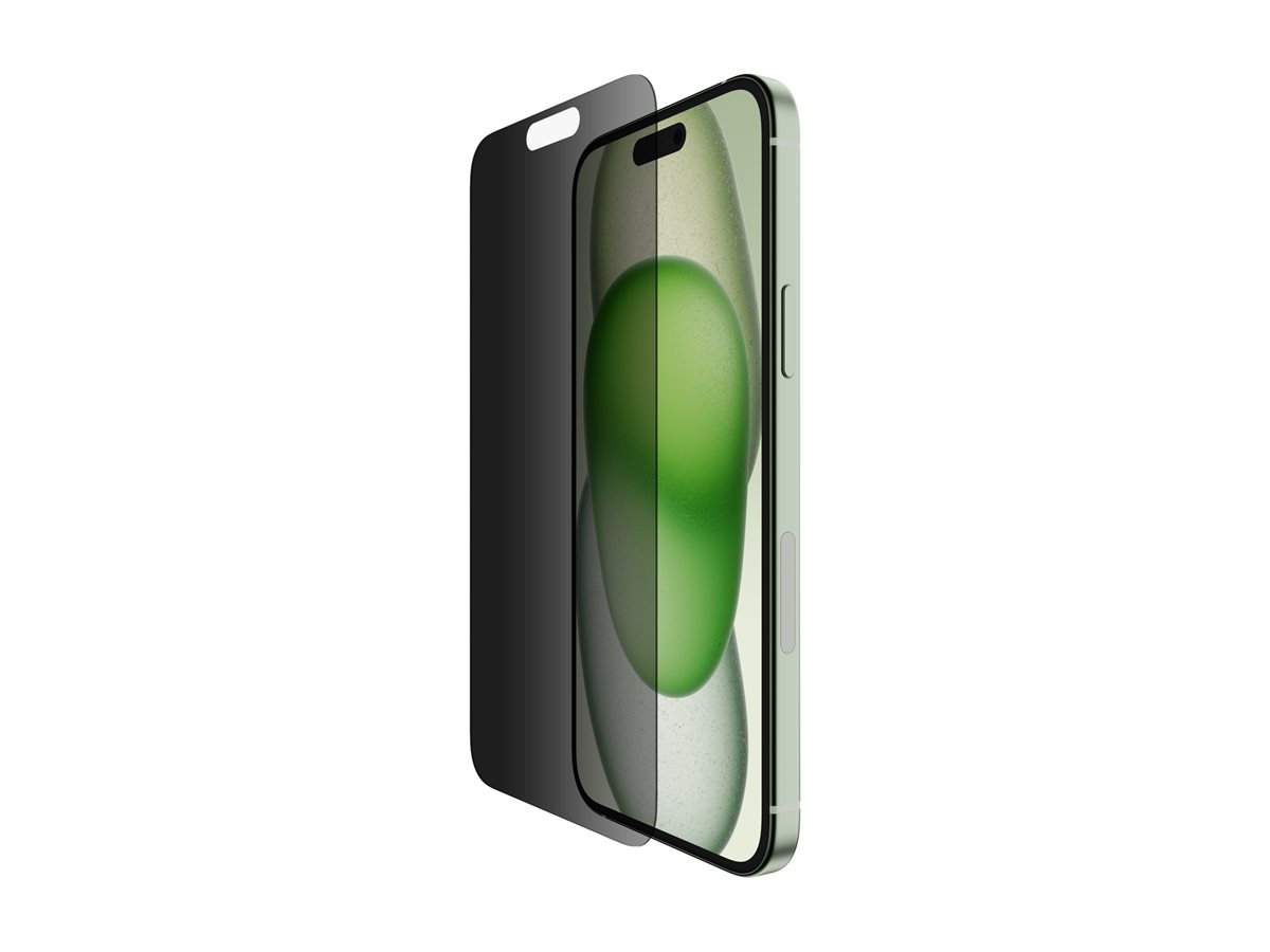 Belkin ScreenForce Pro - Protection d'écran pour téléphone portable - 2.5D - verre - avec filtre de confidentialité - verre - pour Apple iPhone 14 Pro Max, 15 Plus - OVA148ZZ - Accessoires pour téléphone portable