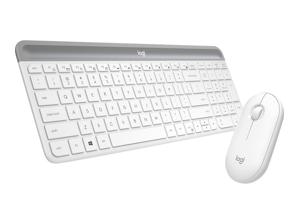 Logitech Slim Wireless Combo MK470 - Ensemble clavier et souris - sans fil - 2.4 GHz - Italien - blanc cassé - 920-009197 - Claviers