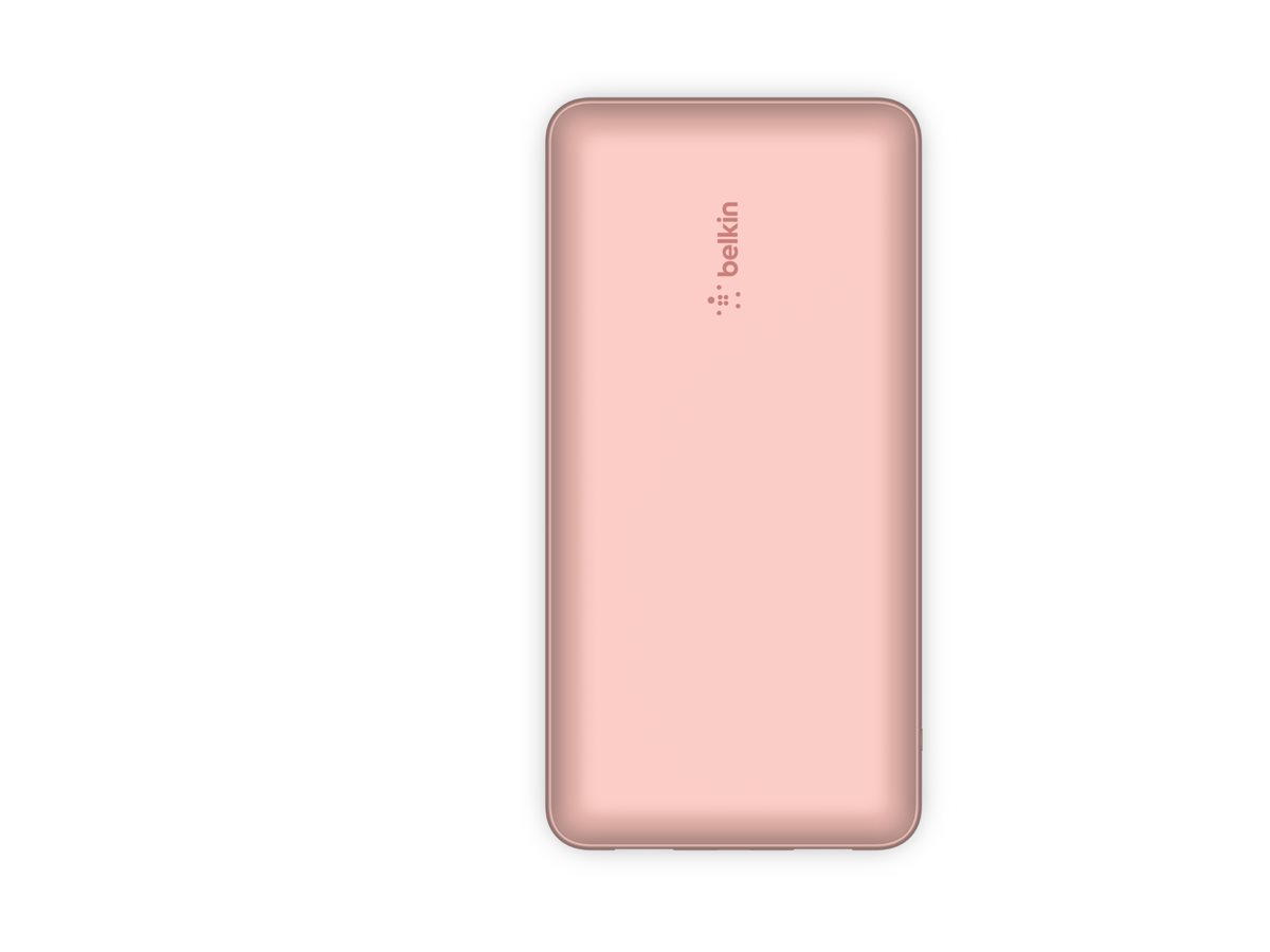 Belkin BOOST CHARGE - Banque d'alimentation - 20000 mAh - 15 Watt - 3 A - 3 connecteurs de sortie (2 x USB, 24 pin USB-C) - sur le câble : USB-C - rose gold - BPB012BTRG - Batteries spécifiques