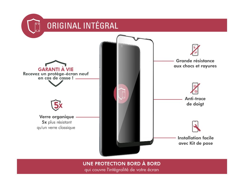 Force Glass - Protection d'écran pour téléphone portable - 2.5D - verre - couleur de cadre noir - pour OPPO A16, A16s, A54S - FGOGA16ORIG - Accessoires pour téléphone portable