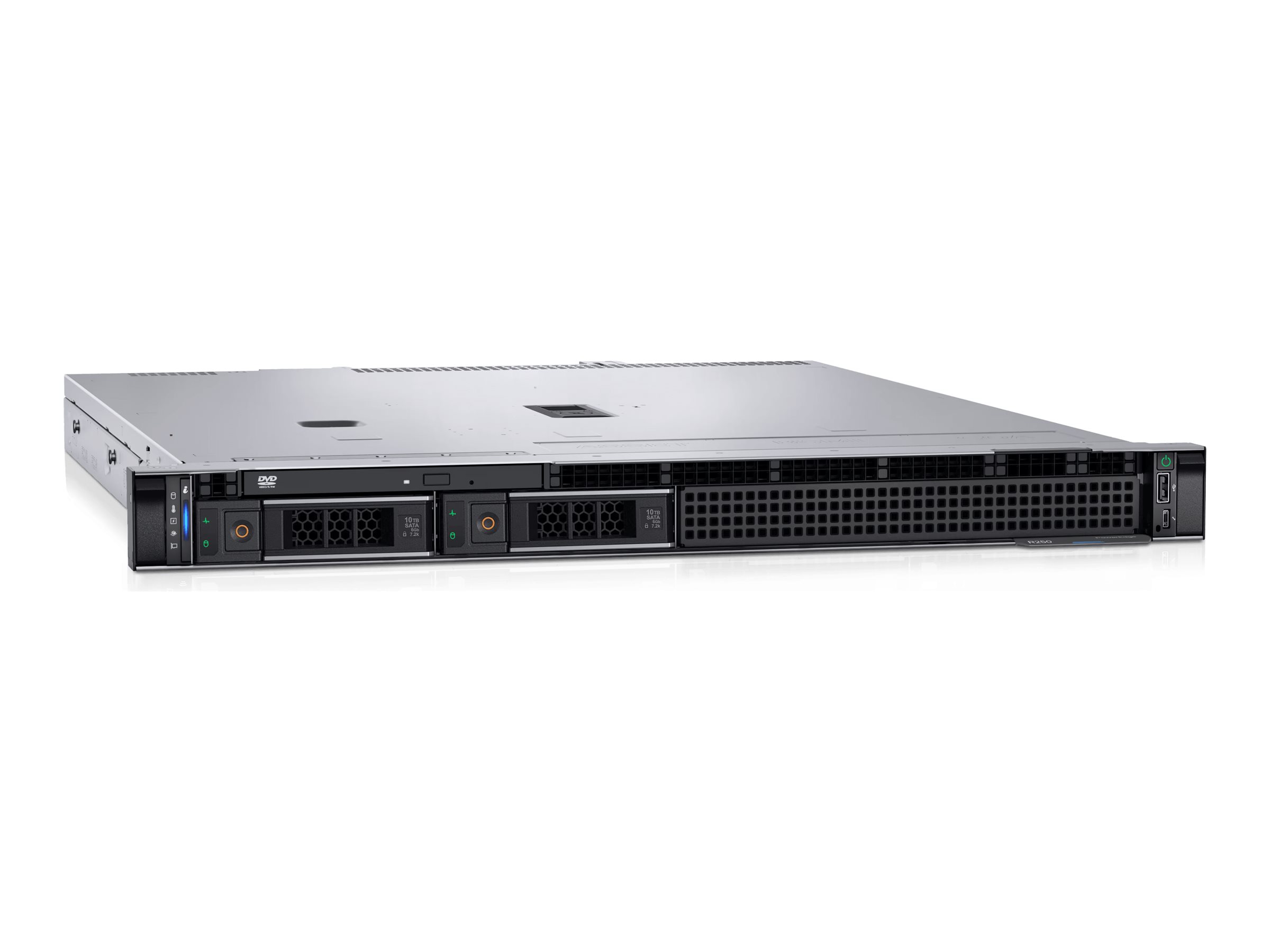 Dell PowerEdge R250 - Serveur - Montable sur rack - 1U - 1 voie - 1 x Xeon E-2314 / jusqu'à 4.5 GHz - RAM 8 Go - SATA - hot-swap 3.5" baie(s) - HDD 2 To - Matrox G200 - Gigabit Ethernet - Aucun SE fourni - moniteur : aucun - noir - BTP - Dell Smart Selection, Dell Smart Value - avec 3 ans de support de base avec service sur place le jour ouvrable suivant - C41G2 - Serveurs rack