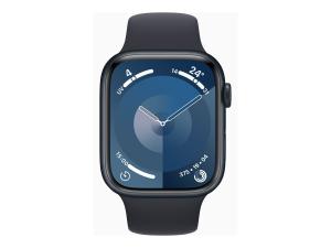 Apple Watch Series 9 (GPS + Cellular) - 45 mm - aluminium minuit - montre intelligente avec bande sport - fluoroélastomère - minuit - taille du bracelet : M/L - 64 Go - Wi-Fi, LTE, UWB, Bluetooth - 4G - 39 g - MRMD3QF/A - Montres intelligentes
