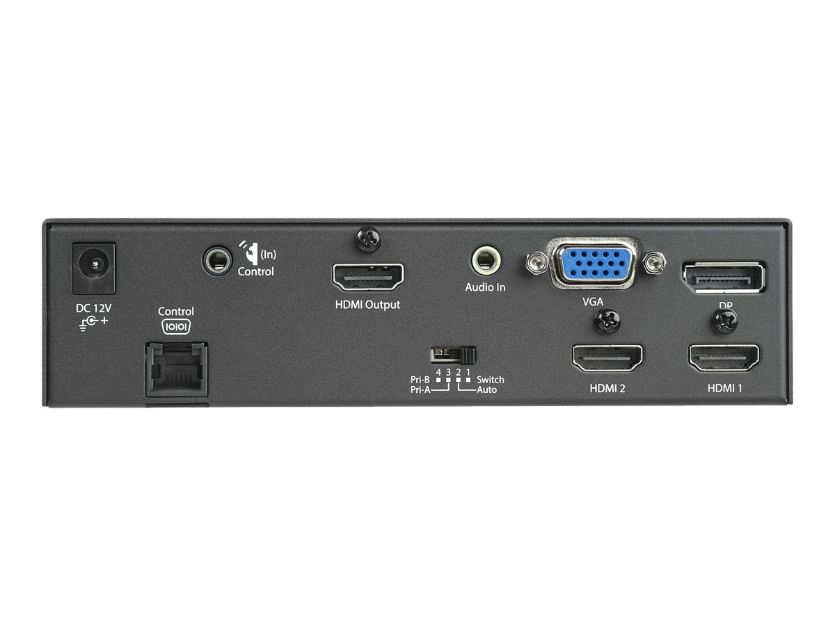 StarTech.com Switch et convertisseur automatique avec plusieurs entrées vers HDMI - DisplayPort, VGA et double HDMI vers HDMI - 4K - Commutateur vidéo/audio - de bureau - pour P/N: BOX4CABLE - HDVGADP2HD - Commutateurs audio et vidéo