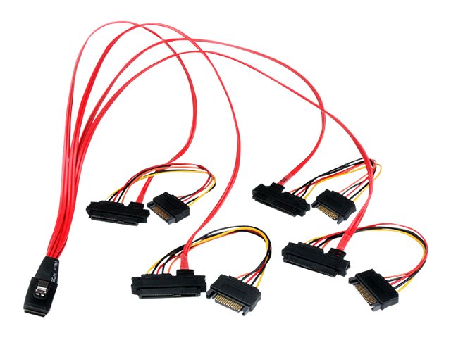 StarTech.com Cable Mini SAS Serial Attached SCSI interne 50 cm - SFF-8087 vers 4 SFF-8482 - Câble interne SAS - SAS 6Gbit/s - 4i Mini MultiLane 36 broches (P) pour alimentation SATA, SAS 29 broches internes (SFF-8482) - 50 cm - rouge - SAS808782P50 - Câbles de stockage