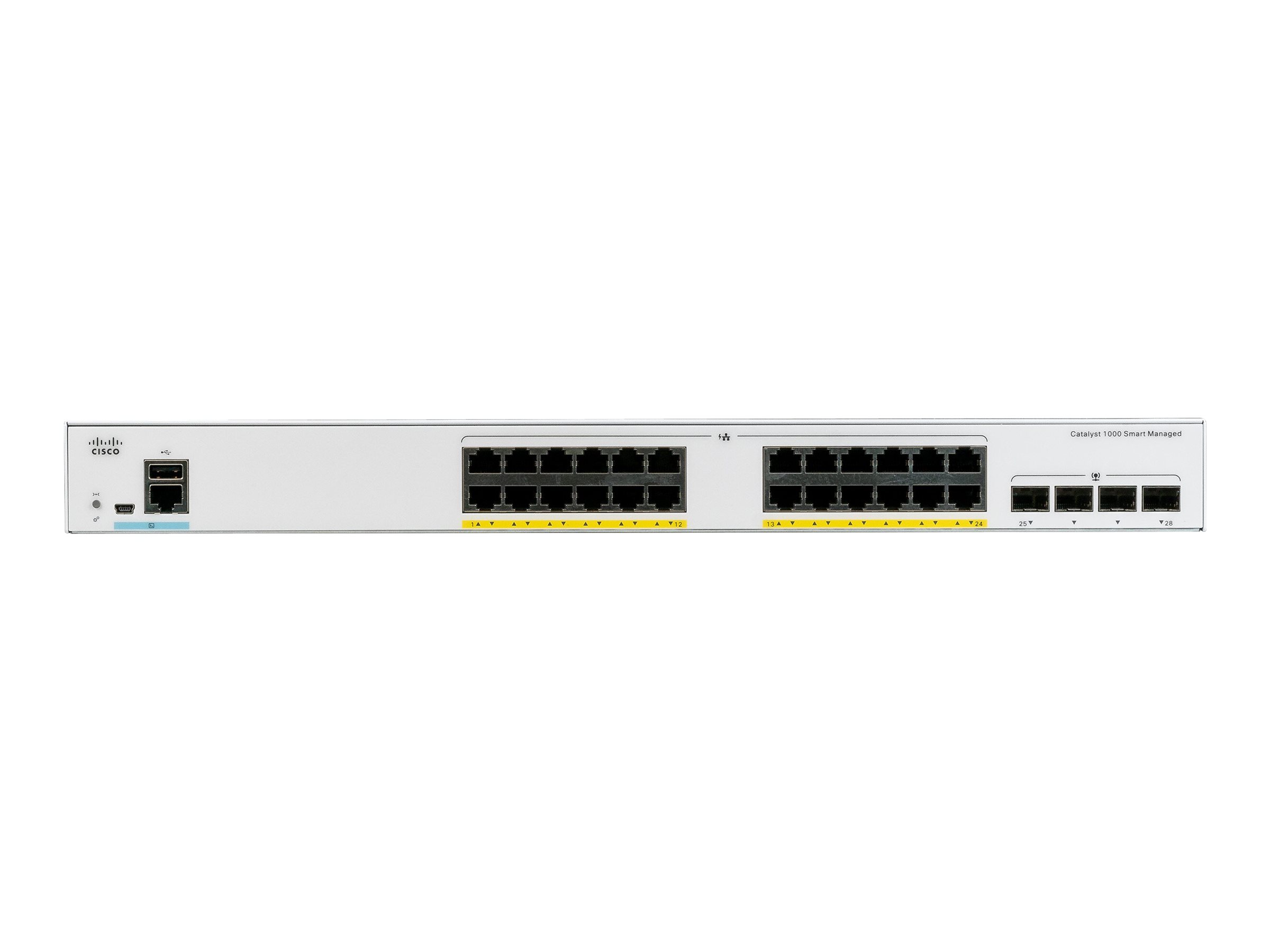 Cisco Catalyst 1000-24FP-4X-L - Commutateur - Géré - 24 x 10/100/1000 (PoE+) + 4 x SFP+ 10 Go (liaison montante) - Montable sur rack - PoE+ (370 W) - C1000-24FP-4X-L - Concentrateurs et commutateurs gigabit