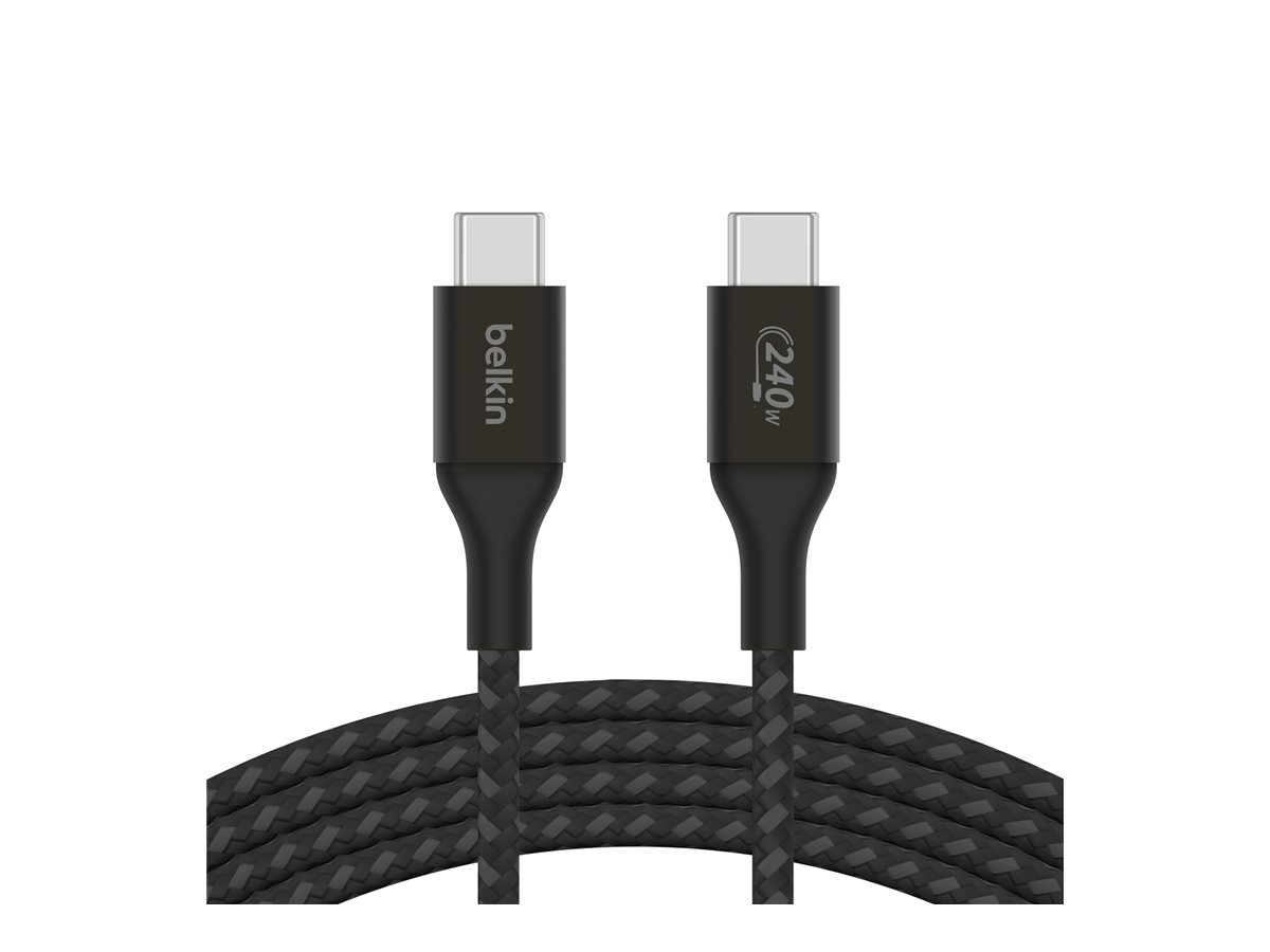 Belkin BOOST CHARGE - Câble USB - 24 pin USB-C (M) pour 24 pin USB-C (M) - USB 2.0 - 2 m - jusqu'à 240 W de puissance - noir - CAB015bt2MBK - Câbles USB