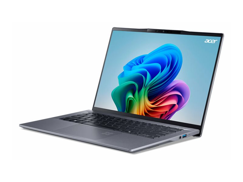 Acer Swift Go 14 AI SFG14-01 - Conception de charnière à 180 degrés - Snapdragon X Plus - X1P-42-100 / jusqu'à 3.4 GHz - Win 11 Home - Qualcomm Adreno - 16 Go RAM - 512 Go SSD NVMe - 14.5" 1920 x 1200 @ 120 Hz - Wi-Fi 7, Bluetooth - gris acier - clavier : Français - NX.KYXEF.005 - Ordinateurs portables