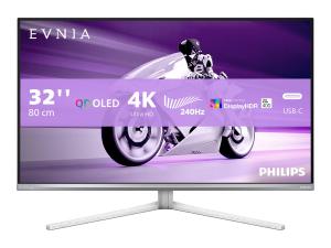 Philips Evnia 8000 32M2N8900 - Moniteur OLED - jeux - 32" (31.5" visualisable) - 3840 x 2160 4K @ 240 Hz - 1000 cd/m² - 1500000:1 - DisplayHDR 400 True Black - 0.03 ms - 2xHDMI, DisplayPort, USB-C - haut-parleurs - blanc - 32M2N8900/00 - Écrans d'ordinateur