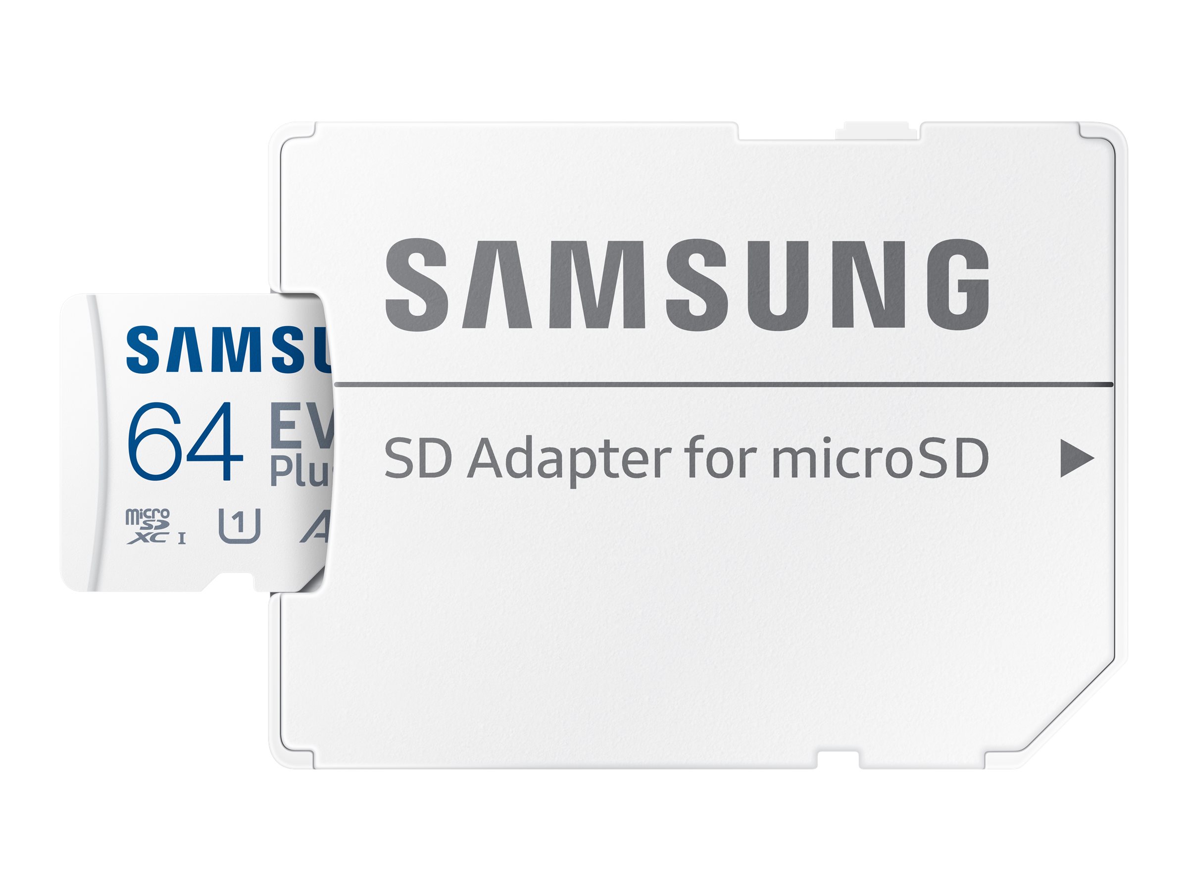 Samsung EVO Plus MB-MC64KA - Carte mémoire flash (adaptateur microSDXC vers SD inclus(e)) - 64 Go - A1 / Video Class V10 / UHS-I U1 / Class10 - microSDXC UHS-I - blanc - MB-MC64KA/EU - Cartes flash