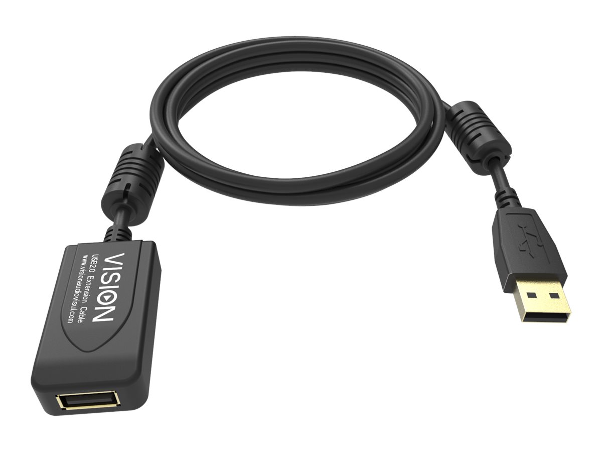 Vision Professional - Rallonge de câble USB - USB (M) pour USB (F) - USB 2.0 - 5 m - rappel actif en ligne - noir - TC 5MUSBEXT+/BL - Câbles USB