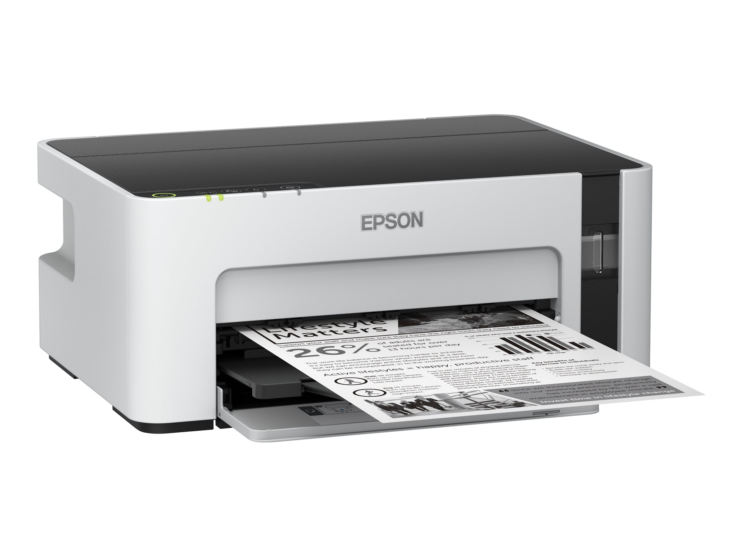 Epson EcoTank ET-M1120 - Imprimante - Noir et blanc - jet d'encre - rechargeable - A4/Legal - 1 440 x 720 ppp - jusqu'à 15 ppm - capacité : 150 feuilles - USB 2.0 - C11CG96402 - Imprimantes jet d'encre