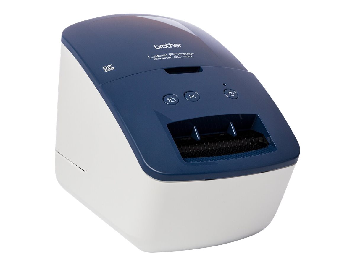 Brother QL-600B - Imprimante d'étiquettes - thermique direct - rouleau (6,2 cm) - 300 x 300 ppp - jusqu'à 71 mm/sec - USB 2.0 - bleu-blanc - QL600BXX1 - Imprimantes thermiques