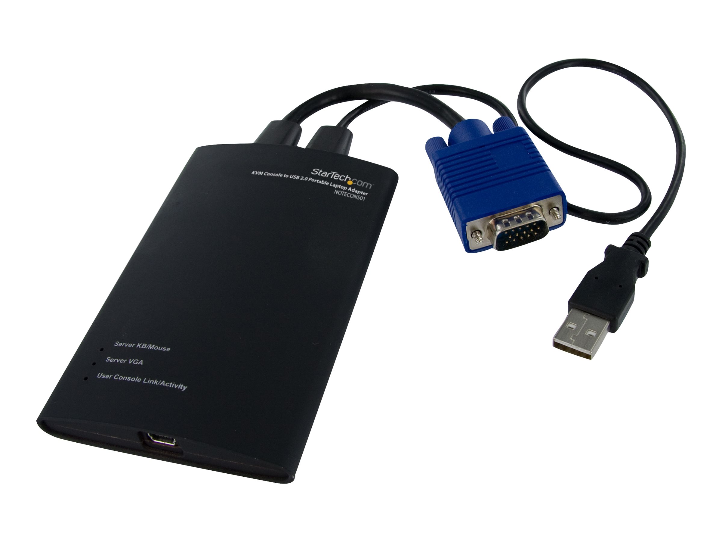 StarTech.com Adaptateur crash cart pour PC portable - Console KVM vers USB 2.0 - USB A (M) - PS/2 (M) - VGA (M) - KVM portable - Commutateur KVM - 1 x KVM port(s) - 1 utilisateur local - de bureau - NOTECONS01 - Commutateurs KVM