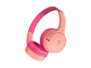 Belkin SoundForm Mini - Écouteurs avec micro - sur-oreille - Bluetooth - sans fil - jack 3,5mm - rose - AUD002BTPK - Écouteurs