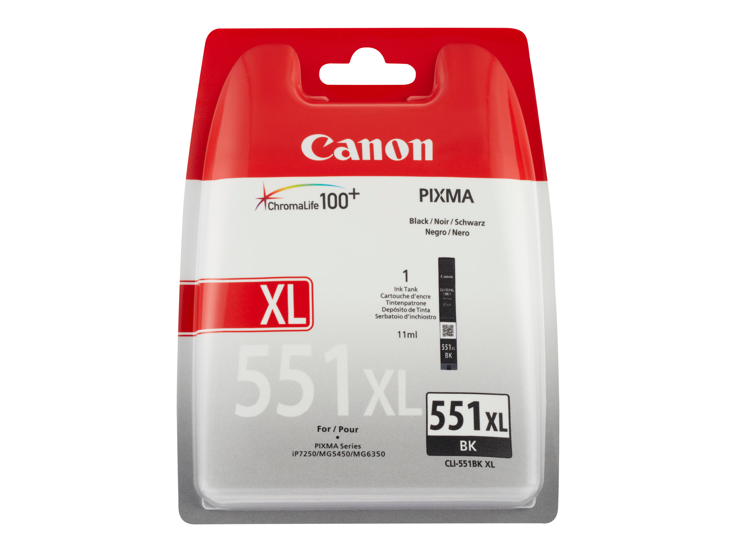 Canon CLI-551BK XL - 11 ml - à rendement élevé - noir - original - coque avec sécurité - réservoir d'encre - pour PIXMA iP8750, iX6850, MG5550, MG5650, MG5655, MG6450, MG6650, MG7150, MG7550, MX725, MX925 - 6443B004 - Réservoirs d'encre