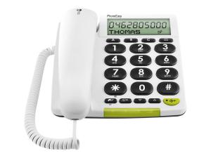 DORO PhoneEasy 312cs - Téléphone filaire avec ID d'appelant - blanc - 5640 - Téléphones filaires