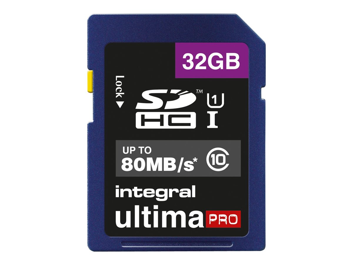 Integral UltimaPro - Carte mémoire flash - 32 Go - UHS Class 1 / Class10 - SDHC UHS-I - INSDH32G10-80U1 - Cartes flash
