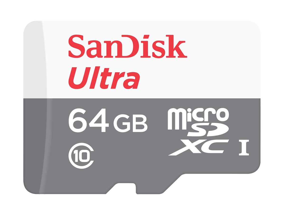 SanDisk Ultra - Carte mémoire flash (adaptateur microSDHC - SD inclus(e)) - 64 Go - Class 10 - microSDXC UHS-I - SDSQUNR-064G-GN3MA - Cartes flash