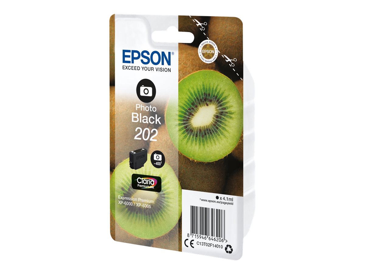 Epson 202 - 4.1 ml - photo noire - original - blister - cartouche d'encre - pour Expression Premium XP-6000, XP-6005, XP-6100, XP-6105 - C13T02F14010 - Cartouches d'encre Epson