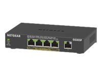NETGEAR GS305Pv2 - Commutateur - non géré - 5 x 10/100/1000 (4 PoE) - de bureau, fixation murale - PoE+ (63 W) - Tension CC - GS305P-200PES - Concentrateurs et commutateurs gigabit