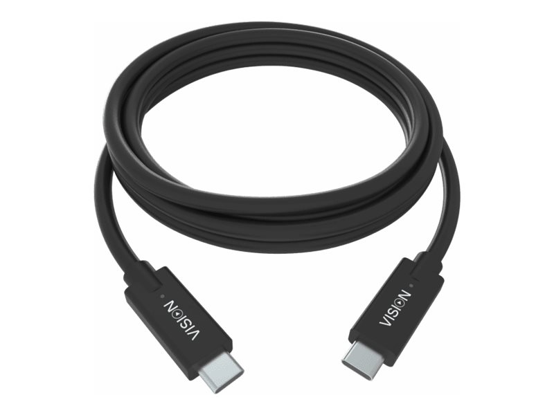 Vision Professional - Câble USB - 24 pin USB-C (M) pour 24 pin USB-C (M) - USB 3.1 Gen 2 / Thunderbolt 3 - 3 A - 1 m - connecteurs réversibles - noir - TC 1MUSBC/BL - Câbles USB