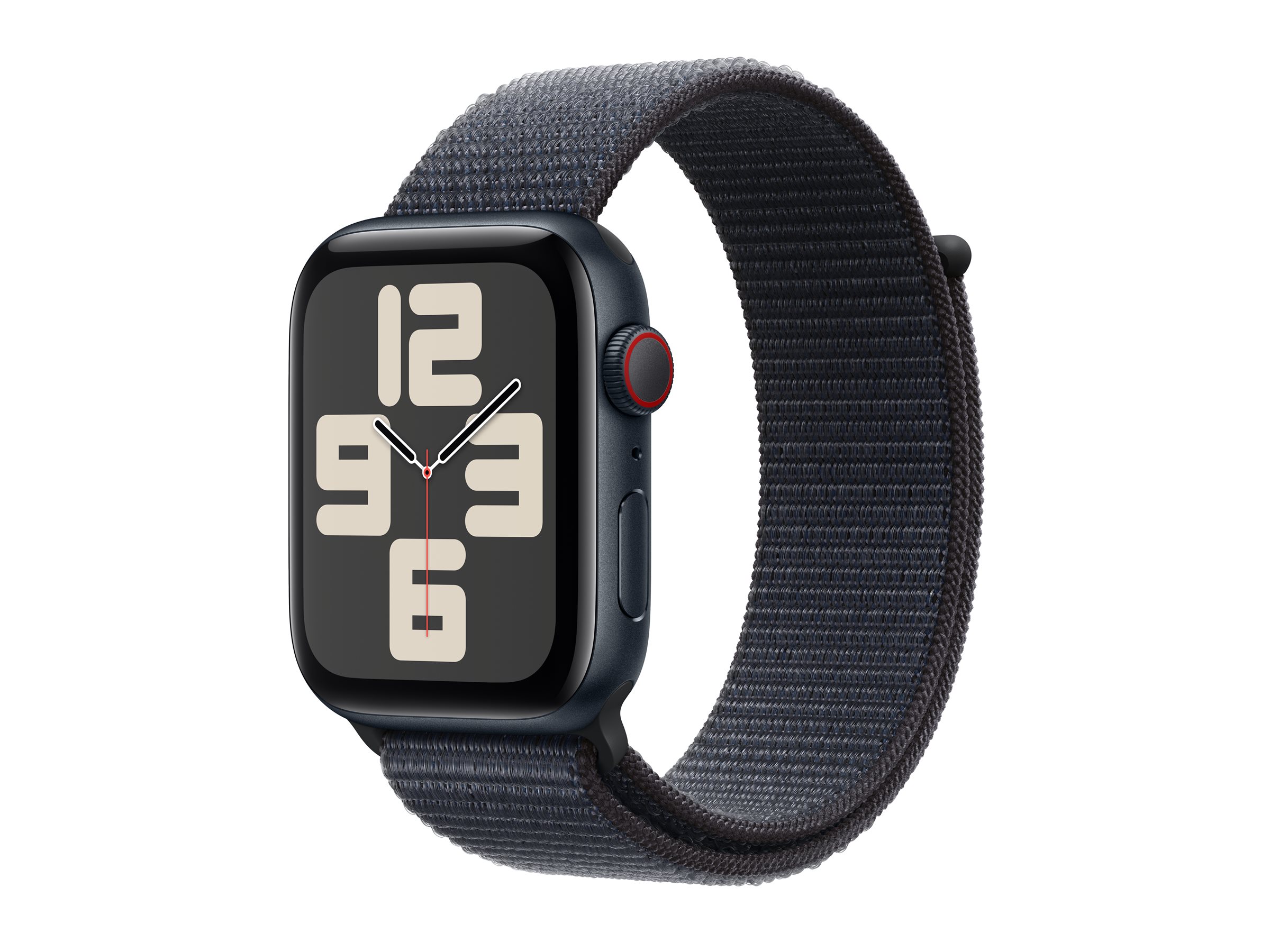 Apple Watch SE (GPS + Cellular) - 2e génération - 44 mm - aluminium minuit - montre intelligente avec boucle sport - deux couches de matières textiles tissées - encre - taille du poignet : 130-200 mm - 32 Go - LTE, Wi-Fi 4, Bluetooth - 4G - 33 g - MXGN3QF/A - Montres intelligentes