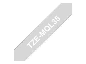 Brother TZe-MQL35 - Mat - Blanc sur gris clair - Rouleau (1,2 cm x 5 m) 1 cassette(s) ruban laminé - pour Brother PT-D210, D600, H110; P-Touch PT-1005, 1010, D450, D800, H110, P300, P900, P950 - TZEMQL35 - Rouleaux de papier