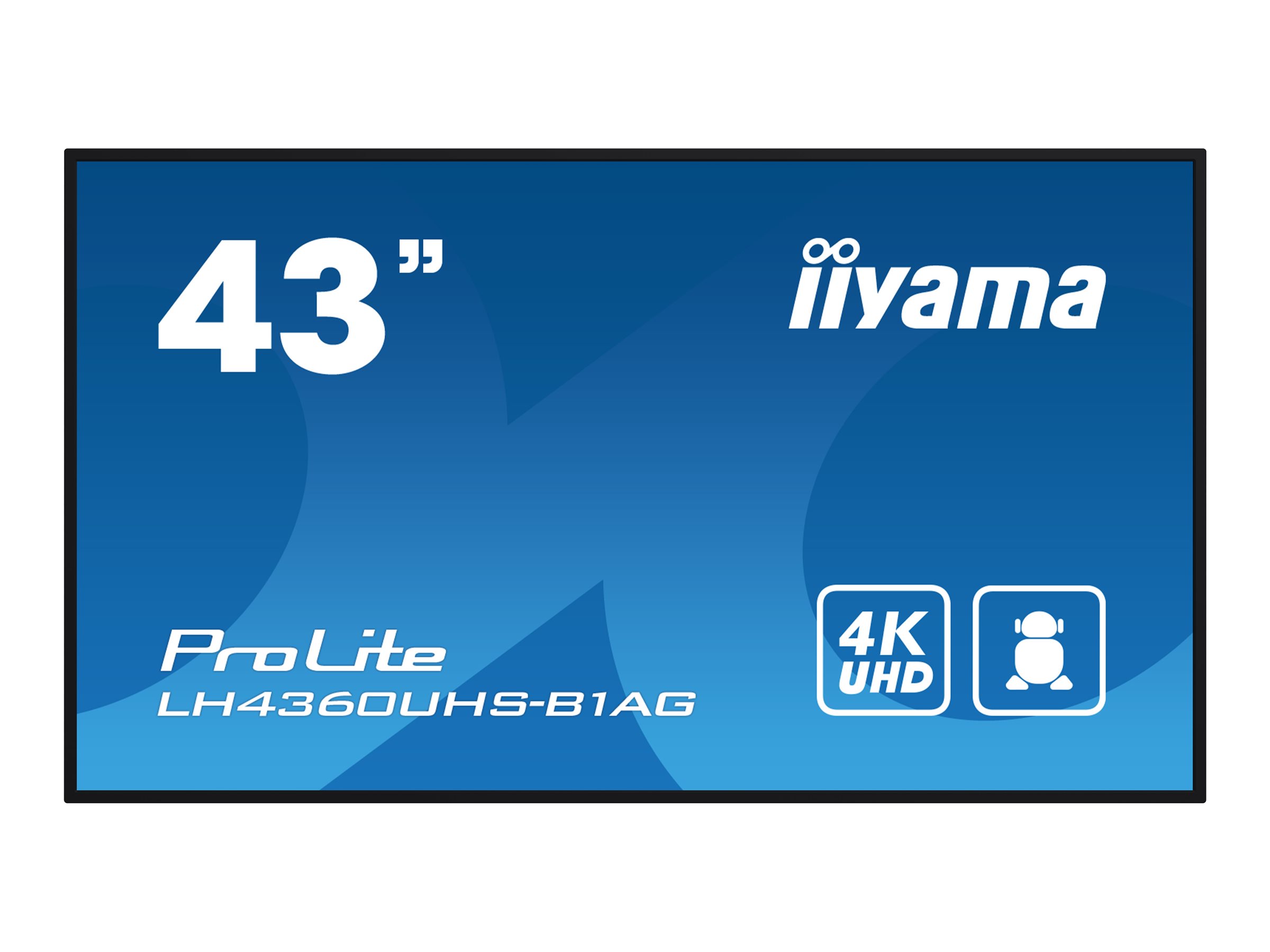iiyama ProLite LH4360UHS-B1AG - Classe de diagonale 43" (42.5" visualisable) écran LCD rétro-éclairé par LED - signalisation numérique - avec lecteur multimédia SoC intégré - 4K UHD (2160p) 3840 x 2160 - éclairage périphérique - noir, finition matte - LH4360UHS-B1AG - Écrans de signalisation numérique