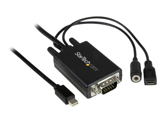 StarTech.com Câble adaptateur Mini DisplayPort vers VGA de 3 m avec audio - Convertisseur Mini DP vers VGA - M/M - 1920x1200 / 1080p - Convertisseur vidéo - VGA - DisplayPort - noir - MDP2VGAAMM3M - Convertisseurs vidéo