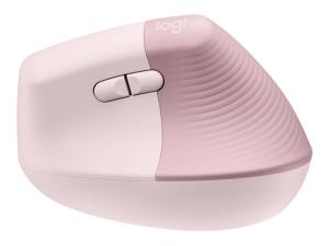 Logitech Lift Vertical Ergonomic Mouse - Souris verticale - ergonomique - optique - 6 boutons - sans fil - Bluetooth, 2.4 GHz - récepteur USB Logitech Logi Bolt - rose - 910-006478 - Souris