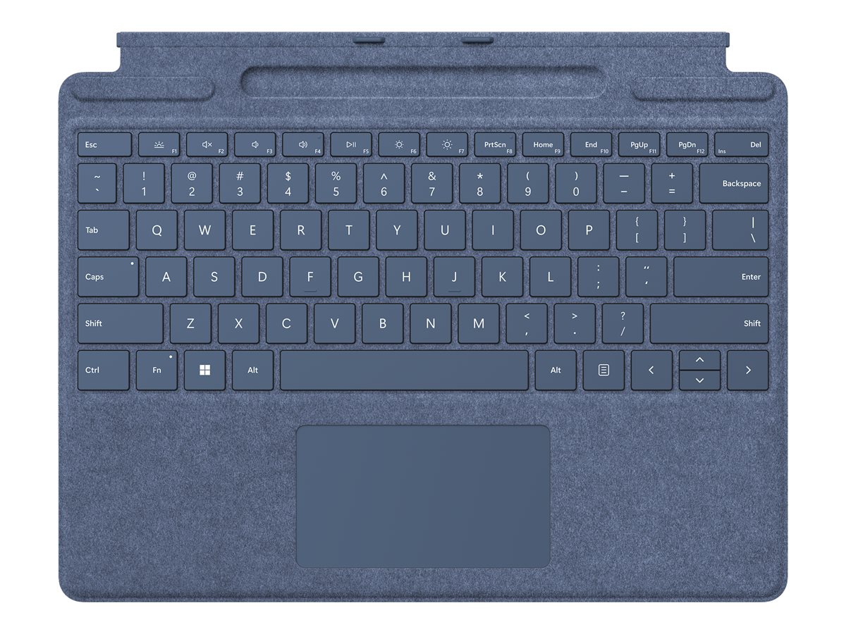 Microsoft Clavier Signature pour Surface Pro - Clavier - avec pavé tactile, accéléromètre, plateau de rangement et de chargement du Surface Slim Pen 2 - Français - saphir - avec Slim Pen 2 - pour Surface Pro 8, Pro 9, Pro X - 8X6-00100 - Claviers