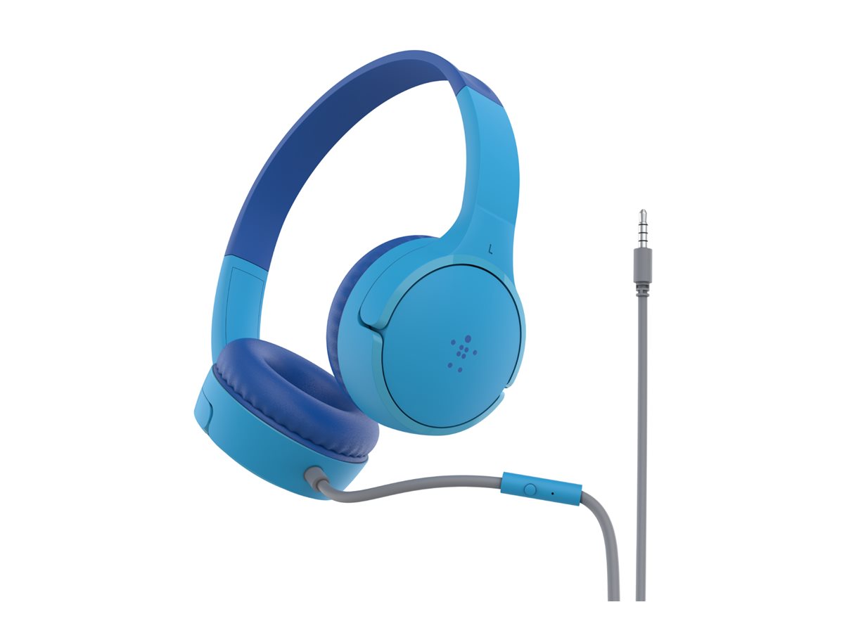 Belkin SoundForm Mini - Écouteurs avec micro - sur-oreille - filaire - jack 3,5mm - bleu - AUD004BTBL - Écouteurs